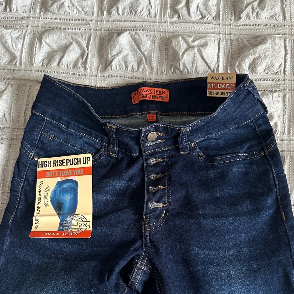 Wax Jean Dark Blue Button Fly Jeans